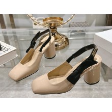 Dior Miss Dior Paris Slingback Pump Beige Patent Calfskin heel 7.5cm 1107-2024