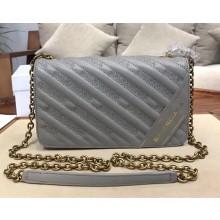 Balenciaga BB Chain S Embroidered Logo Bag Grey 2018