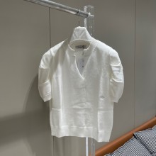 DIOR white Wool Knit Short-Sleeved Draped Sweater 2023