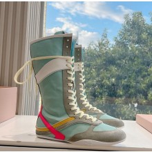 Miu Miu lace-up suede leather medium Riding Boots 01-2024 