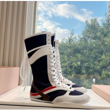 Miu Miu lace-up suede leather medium Riding Boots 02-2024 