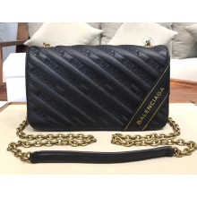 Balenciaga BB Chain S Embroidered Logo Bag Black 2018