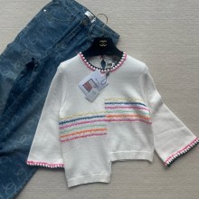 chanel Cotton & Mixed Fibers White & Multicolor Pullover P77146 2024SS