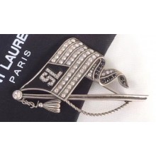 Saint Laurent SL Flag Brooch In Metal 533537