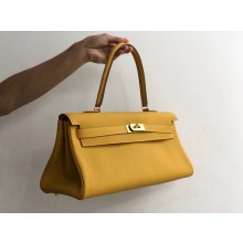 hermes kelly shoulder bag in original togo leather yellow handmade