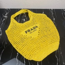prada raffia tote bag yellow 1bg424