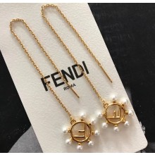 Fendi F Is Fendi Long Chain Pearl Earrings