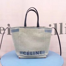 celine small CABAS PHANTOM IN canvas off white/blue