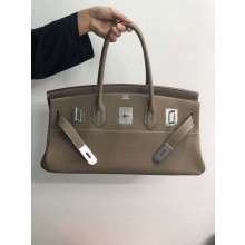 hermes shoulder birkin bag in original togo leather elephant gray handmade