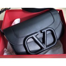 Valentino Supervee Calfskin Crossbody Large Bag Black 2020