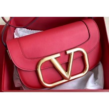 Valentino Supervee Calfskin Crossbody Large Bag Red/Gold 2020