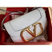 Valentino Supervee Calfskin Crossbody Large Bag White/Gold 2020