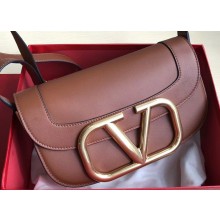 Valentino Supervee Calfskin Crossbody Large Bag Brown/Gold 2020
