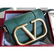 Valentino Supervee Calfskin Crossbody Small Bag Green/Gold 2020