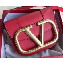 Valentino Supervee Calfskin Crossbody Small Bag Red/Gold 2020
