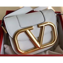 Valentino Supervee Calfskin Crossbody Small Bag White/Gold 2020