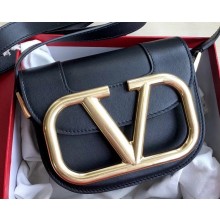 Valentino Supervee Calfskin Crossbody Small Bag Black/Gold 2020