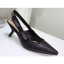 Dior Heel 6.5cm J'Adior Slingback Braided Pumps Black 2020