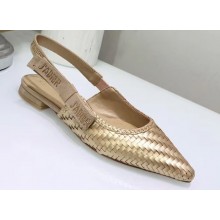 Dior J'Adior Slingback Braided Ballet Flats Gold 2020