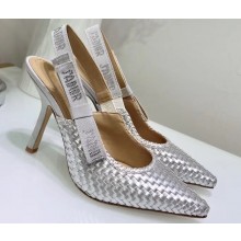 Dior Heel 9.5cm J'Adior Slingback Braided Pumps Silver 2020