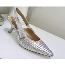 Dior Heel 6.5cm J'Adior Slingback Braided Pumps Silver 2020