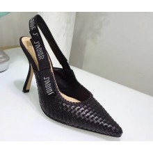 Dior Heel 9.5cm J'Adior Slingback Braided Pumps Black 2020