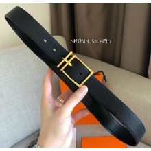 Hermes Width 3.2cm Nathan 32 Reversible Leather Belt Black