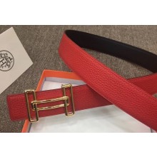 Hermes Rythme Reversible Leather Belt Red