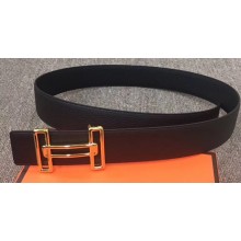 Hermes Rythme Reversible Leather Belt Black