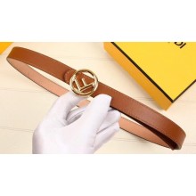 Fendi Width 2cm F is Fendi Logo Round Buckle Belt Brown/Gold
