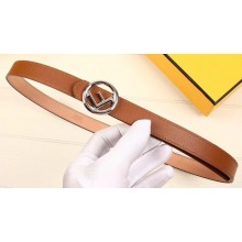 Fendi Width 2cm F is Fendi Logo Round Buckle Belt Brown/Silver