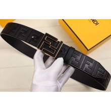 Fendi Width 3.8cm Embossed Logo FF Buckle Belt Black/Gold