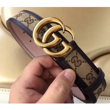 Gucci Width 3.5cm GG Canvas Belt with Double G Buckle Coffee