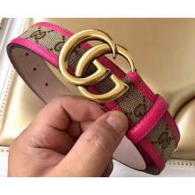Gucci Width 3.5cm GG Canvas Belt with Double G Buckle Fuchsia