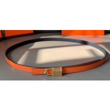 Hermes Width 1.3cm Romance Reversible Leather Belt Black/Orange