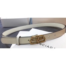 Balenciaga Width 2.5cm BB Thin Belt Leather White 2020