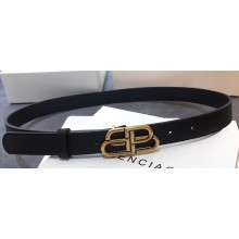 Balenciaga Width 2.5cm BB Thin Belt Leather Black 2020