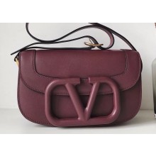 Valentino Supervee Calfskin Crossbody Large Bag Burgundy 2020
