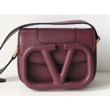 Valentino Supervee Calfskin Crossbody Small Bag Burgundy 2020