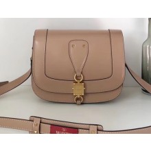Valentino Small VLocker Leather Saddle Bag Nude 2020