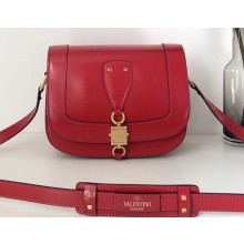 Valentino Small VLocker Leather Saddle Bag Red 2020