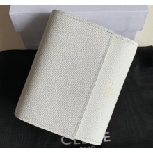 Celine Small Trifold Wallet in Grained Calfskin White