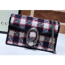 Gucci Dionysus Super Mini Shoulder Bag 476432 Tweed Blue/White/Red