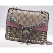 Gucci Dionysus Mini Shoulder Bag 421970 GG Canvas Crystals Pink