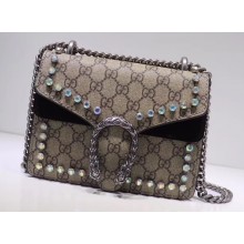 Gucci Dionysus Mini Shoulder Bag 421970 GG Canvas Crystals Black