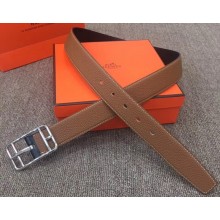 Hermes Width 3.2cm Cape Cod Reversible Belt Leather Brown