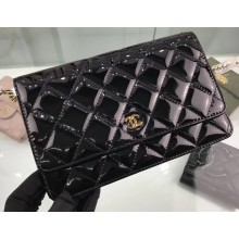 Chanel Wallet On Chain WOC Bag in Patent Leather Black/Gold
