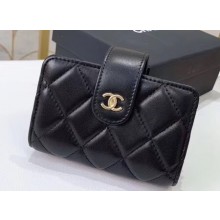 Chanel Small Card Holder 31522 Lambskin Black