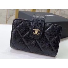 Chanel Small Card Holder 31522 Grained Calfskin Black