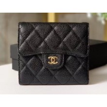 Chanel Classic Small Flap Wallet 31528 AP0231 Grained Calfskin Black/Gold